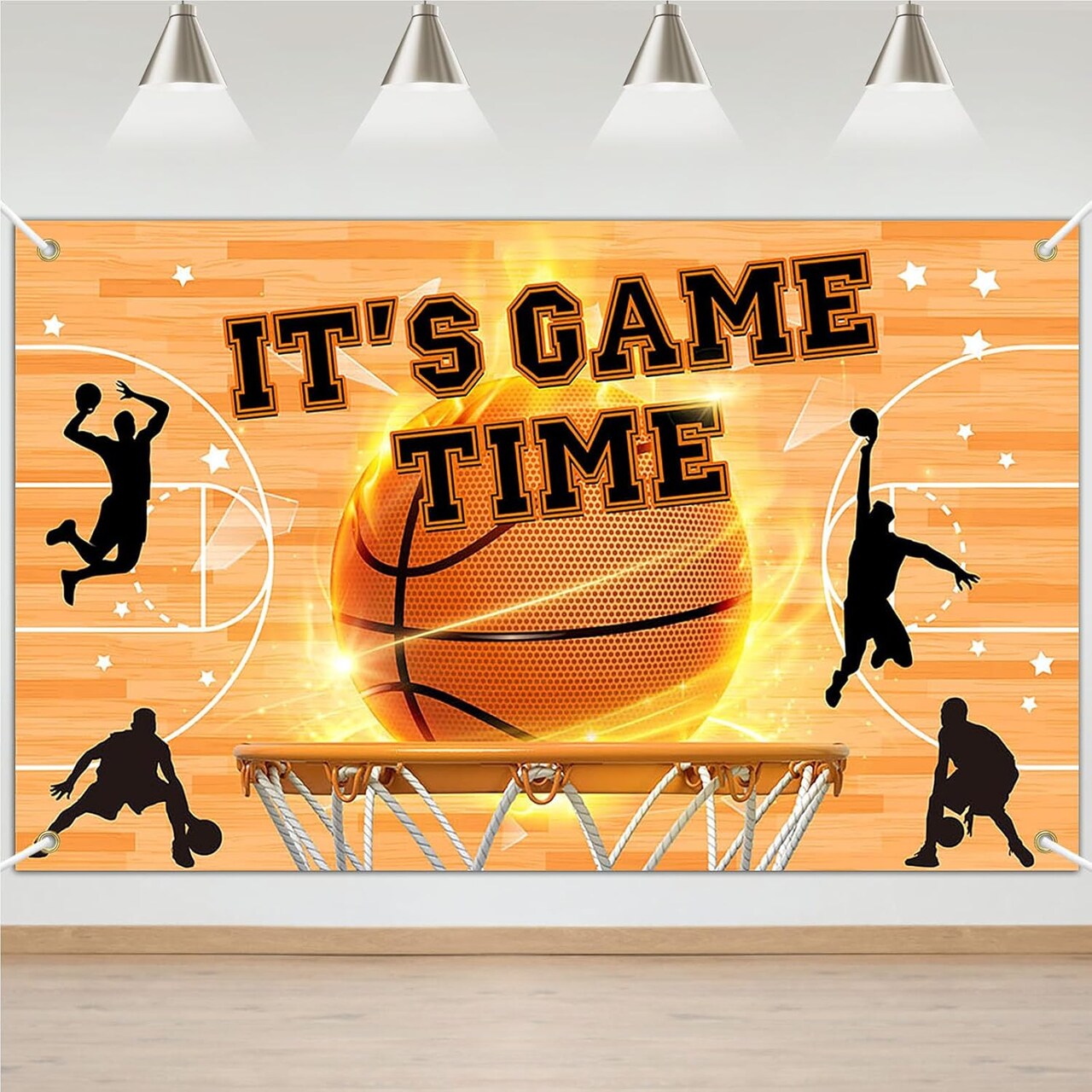 Basketball Birthday Banner It's Game Time Basketball Party Decorations Sport Theme Birthday Wall Hanging Backdrop Decor Boys Bday Photo Background 70.8 x 43.3 Inch